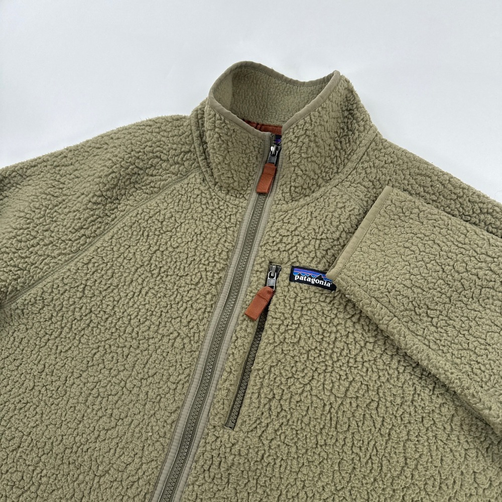 Patagonia Mens 2XL Retro Pile Fleece Jacket Sage Khaki Deep Pile Shearling 22801